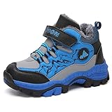 Thlppe Kinder Schuhe Winterschuh Schneestiefel Jungen Trekkingl Stiefel rutschfeste Wanderstiefel Outdoor Baumwollschuhe Blau32EU