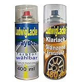 Ihre Wagenfarbe in der Spraydose + Klarlack zum Versiegeln 400 ml Autolack + 400 ml Klarlack