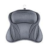 Badewannenkissen Nacken, Shodiffy Badekissen für Badewanne 4D Mesh Kissen badewanne mit 6 Saugnäpfen Badewanne Zubehör Stützt Kopf Nacken Schultern Rücken für Home Spa und Badewannen (Grau)
