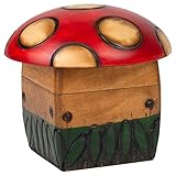 M. Cornell Fliegenpilz Rot Weiß 10,2 x 10,2 cm von Hand Geschnitzte Holz Dekorative Box