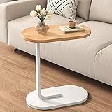 Ovaler Beistelltisch aus Massivholz, ausziehbar, unter der Couch, Snacktisch, perfekt für Wohnzimmer, Büro und Balkon, moderne und funktionale Möbel
