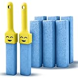 Wanheart Bimsstein Toilettenreiniger Set – 2 Griffe + 8 Reinigungssteine, WC Reinigungspads mit Griff, Effektive Kalkentferner für Toilette, Bad, Küche, Fliesen (10, Gelb)