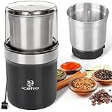 ICEKO Kaffeemühle Elektrisch, Gewürzmühle mit Edelstahlklingen,200w/150 g großes Fassungsvermögen, abnehmbare Mühle für Kaffeebohnen, Gewürze, Getreide, Nüsse