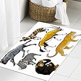 QNRWPHM Weich Badezimmerteppich 40x60cm,Niedliches Tierset mit Bauernhof und wildem Charakter. Cartoon-Tierset,rutschfest waschbar Badematte Flauschige Badteppich Saugfähig Badvorleger Duschvorleger
