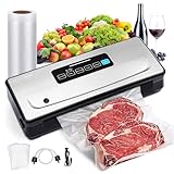 Vakuumiergerät VS02-7-in-1 Vakuumierer mit 5 Vakuumbeuteln, 85 Kpa Vakuumiergerät Profi für Lebensmittel, Doppelte Schweißnaht, Ideal für Küche und Restaurant Lebensmittelkonservierung