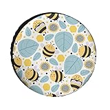 Reserveradabdeckung Reifenabdeckungen 14-Zoll Universelle Reifenabdeckung Sonnenblumenbienenblätter Waterproof Ersatzradabdeckungen Sonnenschutz Radabdeckungen Fit für Anhänger RV SUV LKW