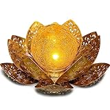 Solarlampen für Außen Solar Lotus Garten Deko Solar Bodenleuchte für Garten Warmes Licht Gartenleuchten für Außen Terassendeko LED Solarleuchten Wasserdicht Metall Solarlaterne