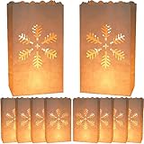 YGCHEN Schneeflocken Lichttüten Weihnachten Kerzentüten Papierlaternen Kerze Taschen Weiß Candle Bags für Weihnachtsdeko Hochzeiten Geburtstag Kerz Lichttüte (20 Stück)