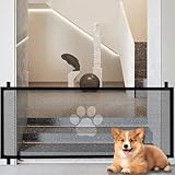 Treppenschutzgitter, Türschutzgitter, Treppenschutzgitter Hund Hundebarrieren, Absperrgitter Ohne Bohren für Treppen, Türen, Flur, Türschutzgitter, Innen & Außen (180x78cm, Schwarz)