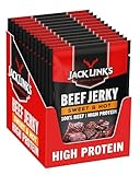 Jack Links Beef Jerky Sweet & Hot – 12er Pack (12 x 25g) – Trockenfleisch Eiweiß Snacks - High Protein Snack für Gym, Fitness, Outdoor - American Food für Menschen - Dörrfleisch Chips aus Rind Fleisch