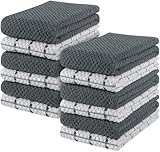 Utopia Towels - 12er Pack Geschirrtücher Küchentücher, 38 x 64 cm Baumwolle Geschirrtüch – Maschinenwaschbar (Grau und Weiß)