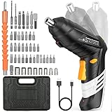 Akkuschrauber Klein - 3,6V Mini Elektrischer Schraubendreher mit Akku, 90° klappbar Electric Screwdriver Set mit 47tlg Zubehör, 2-Drehrichtung, LED Licht, Koffer, USB-Ladekabel