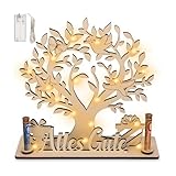 SansRealmL Geldbaum Lebensbaum Deko aus Holz mit LED Lichterkette, Personalisierte Geldgeschenke Verpackung, Geldgeschenk Geburtstag für Brautpaar, Hochzeitsgeschenke, Geldgeschenke Geburtstag