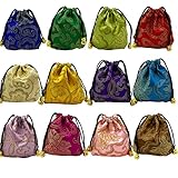 DUGYIRS 24 Stück Schmuckbeutel mit Kordelzug Stickerei Halskette Schmucktasche Party Tasche Kleine Geschenktüte für Halskette,Perlen