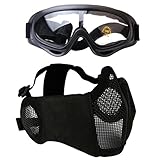 Verstellbare Netzmaske mit biegbarem Halbgesichtsschutz und Outdoor-Brille für Airsoft-Schutz