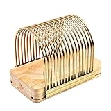 Brotschneidehilfe, verstellbare Schneidehilfe, Brotschneider Edelstahl Brotschneidehilfe Brotschneidemaschine für Kuchen, Brot, Fleisch, Tomaten, Toast (Gold)