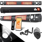 KESSER® Infrarot Heizstrahler 3000W IR-Gastro-Bar Inkl. LED Licht Terrassenstrahler Mit WiFi & Fernbedienung inkl. Schutzhülle Infrarotstrahler Quarzstrahler Terrassenheizer Wand-Heizstrahler