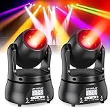 2PCS 60W Mini Moving Head Partylicht, RGBW LED Disco Beam Bühnenlicht DMX512 Sprachsteuerung Lichteffekt für DJ Hochzeit Halloween Club