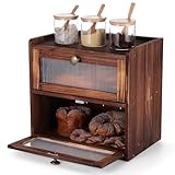 TOYANDONA Brotkasten für Die Küchenarbeitsplatte: 14,34 Zoll (ca. 36,4 Cm) Großer Brotkasten aus Holz mit 2 Ebenen, Vintage- mit Großem Fassungsvermögen - Geeignet für Zuhause, Ecke Der