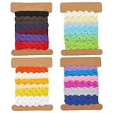 GORGECRAFT 24 Yards 4 Stile RIC Rac Band 7.5mm Wellen Zickzack Biegung Fransenbesatz Gewebter Geflochtener Stoff Nähspitze Für Heimwerker Nähen Basteln Kleidung Kleiderverzierung Geschenkverpackung