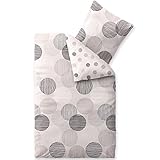 CelinaTex Touchme Biber Bettwäsche 135 x 200 cm 2teilig Baumwolle Bettbezug, Set, Bettgarnitur für Sommer und Winter, ganzjährig, pflegeleicht, Filia Punkte beige weiß grau anthrazit