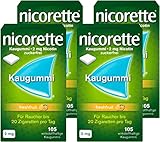 NICORETTE Kaugummi Viererpack 2mg freshfruit – Nikotinkaugummi zur Raucherentwöhnung – Fruchtgeschmack –2mg Nikotin – Rauchen aufhören