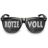 cooleartikel Partybrille Motiv „Rotze Voll“ | beklebte Sonnenbrille | Spaßbrille für Mottoparty | Atzenbrille mit UV-Schutz | UV 400 Filter 3 | Schwarz