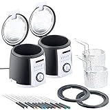 Rosenstein & Söhne Fondue-Rechaud: 2er-Set kompakte Tisch-Fritteusen mit Fondue-Set, 0,9 Liter, 840 Watt (Fondue- & Mini-Fritteuse-Set, Fondue-Set elektrisch, Schokolade)