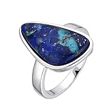 Cavill Silberring mit Edelstein Mosaik aus 5,04 ct Lapislazuli & Mohave Türkis im modernen Design, 925 Sterling Silber, großer ovaler Cabochon, vielseitiger Statement-Ring