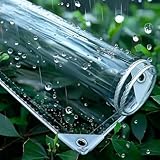 FENGSHOUU Transparent Plane mit ösen,Regenschutz Windschutz Mehrzweck Wasserdicht Plane,Strapazierfähige Reißfeste,PVC Outdoor Vorhang für GartenmöBel GewäChshaus Pavillon Balkon (2.4m x 1.4m)