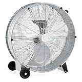 GOPLUS Ø 65 cm Trommelventilator, Standventilator mit 3 Windgeschwindigkeiten 1100/1200/1300 CFM, Bodenventilator mit Griff & 2 Gummirädern, für Garage & Werkstatt, 350W (Silber)