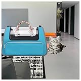 Transporttasche Katze Faltbar und Atmungsaktiv Transportbox Katze ， mit Einstellbar Schultergurt Katzentransportbox für Katzen Kleiner Hund Welpe,Blue