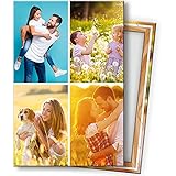 KL KUNSTLAB Fotocollage. Deine 4 Fotos auf Leinwand 20x30 cm Hochformat. Holzrahmen Personalisierbar. Fotogeschenk selbst gestalten. Sofort hochladen.