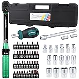 Uharbour 1-25Nm Drehmomentschlüssel Set für Fahrräder, 60 Stück 1/4 Fahrrad Drehmomentschlüssel Set mit Bits und Verlängerungsstange, ±3% Fehlergenauigkeit