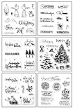 Silikonstempel Weihnachten Deutsch, 6 Blätter Clear Stamp Weihnachten, Frohe Weihnachten Stempel, Silikonstempel Winter, Clear Stempel Set für DIY Bullet Journal Scrapbooking Fotoalbum