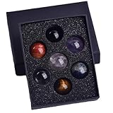 GNYVZXPLQ Kristallkugeln - natürliche Quarzkugeln, 0,79 Zoll Kugelkristallkugel 7 Chakra-Set – Mini-Kristallkugel Sieben-Chakra-Edelsteinkugel – Heilkristalle for Reiki-Meditation, Hexerei
