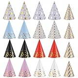 CIATBYYJ 20 Stück Partyhüte Geburtstag Set,Bunte Partyhüte,Party Kegel Hut,Verstellbare Geburtstag Kegel Party Hüte für Familienfeiern Kinder und Erwachsene
