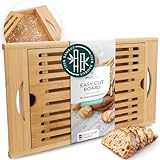 smartday Brotschneidebrett mit Krümelfach aus Bambus Holz – Schneidebrett mit Krümelrost I Holzbrett, Schneidebrett für Brot, Baguette und Brötchen, Servierbrett