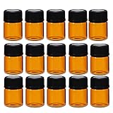 Lurrose 100Pcs 3Ml Mini Bernstein Glas Fläschchen Flaschen Ätherische Öle Probe Flaschen Mini Glas mit Perforierte Stecker für Ätherische Öle Parfums Aroma Chemie Labor Chemikalien Kölner