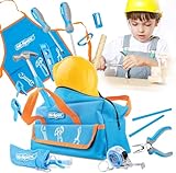 Hi-Spec 18-TLG. Kinder-Werkzeugset mit echten Handwerkzeugen, einschließlich Schutzbrille und Spielzeughelm Kinderwerkzeug echt – Alles in Einer praktischen Aufbewahrungstasche