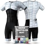 SLS3 Triathlon Anzug Herren - Trisuit Einteiler – Triathlonanzug - Triathlon Einteiler - Aerodynamischer Kurzarm Trisuit, (Sky Blur, L)