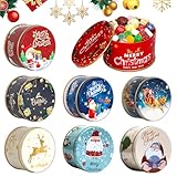 HEYIDAMAI Geldgeschenk Verpackung Weihnachten, 8 Stück Keksdose Weihnachten Runden, Geld Geschenkverpackung,Gutschein Box Leer,Geschenkdosen,Metalldosen für Süßigkeiten,Kekse