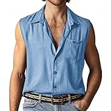 SRZYMJ Tanktop Herren, Tank Top Herren Muskelshirt Sonnenschutz schnelltrocknendes Laufshirt Bodybuilding Workout Trainingsshirt Tops Y2K Sommer Herren Tanktop Baumwolle T-Shirts Hellblau 3XL