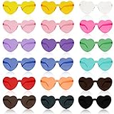 JOLIGAEA 18 Stück Randlose Herz Brille, Farben Party Brille Herz Sonnenbrille Lustige Brille Party Sonnenbrille für Fasching Geburtstagsfeier
