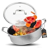 SnapiChef 2in1 Schmortopf & Schmorpfanne 28cm hoher Rand mit Deckel - gehämmerte Oberfläche Anti-Haft beschichtet, backofengeeignet - für Induktion, Gas, Ceran - Edelstahl-Pfanne, Bräter, Kasserolle