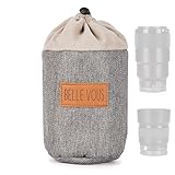BELLE VOUS Graue Objektivbeutel für Kameraobjektive - 2-in-1 Neopren Objektivtasche für universelle DSLR-Kameraobjektive - Kamerabeutel - Set aus kleine, mittlere und große Größen
