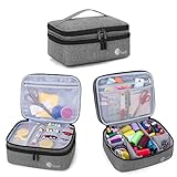 Luxja Nähaufbewahrung Tasche, Tragetasche für Nähzubehör, Doppelschicht Nähzubehör Organizer für Nadeln, Faden und andere Nähwerkzeuge (Ohne Zubehör), Grau