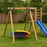 Nestschaukel Ø100 cm – Schalenschaukel & Hängeschaukel für Innen und Outdoor – Kinderschaukel & Babyschaukel – Outdoor Spielzeug für Kinder – Belastbar bis 300 KG - Regenbogenfarbe