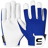 SAWANS Leder-Gartenhandschuhe für Damen und Herren, dornensichere Gartenhandschuhe für Damen und Herren, ideales Gartengeschenk, langlebige Ziegenleder-Arbeitshandschuhe (Blau, M)