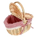Garneck Picknickkorb Aus Rattan Kleiner Weidenkorb Rotkäppchen-picknickkorb Weidenkorb Mit Griff Osterkorb Picknickkorb Deckel Aufbewahrungskörbe Aus Korbgeflecht Isolierter Picknickkorb